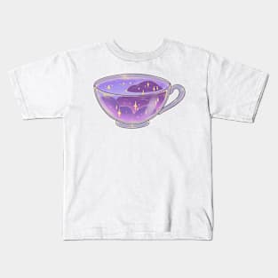 Black background magical soft night clouds tea cup sticker Kids T-Shirt